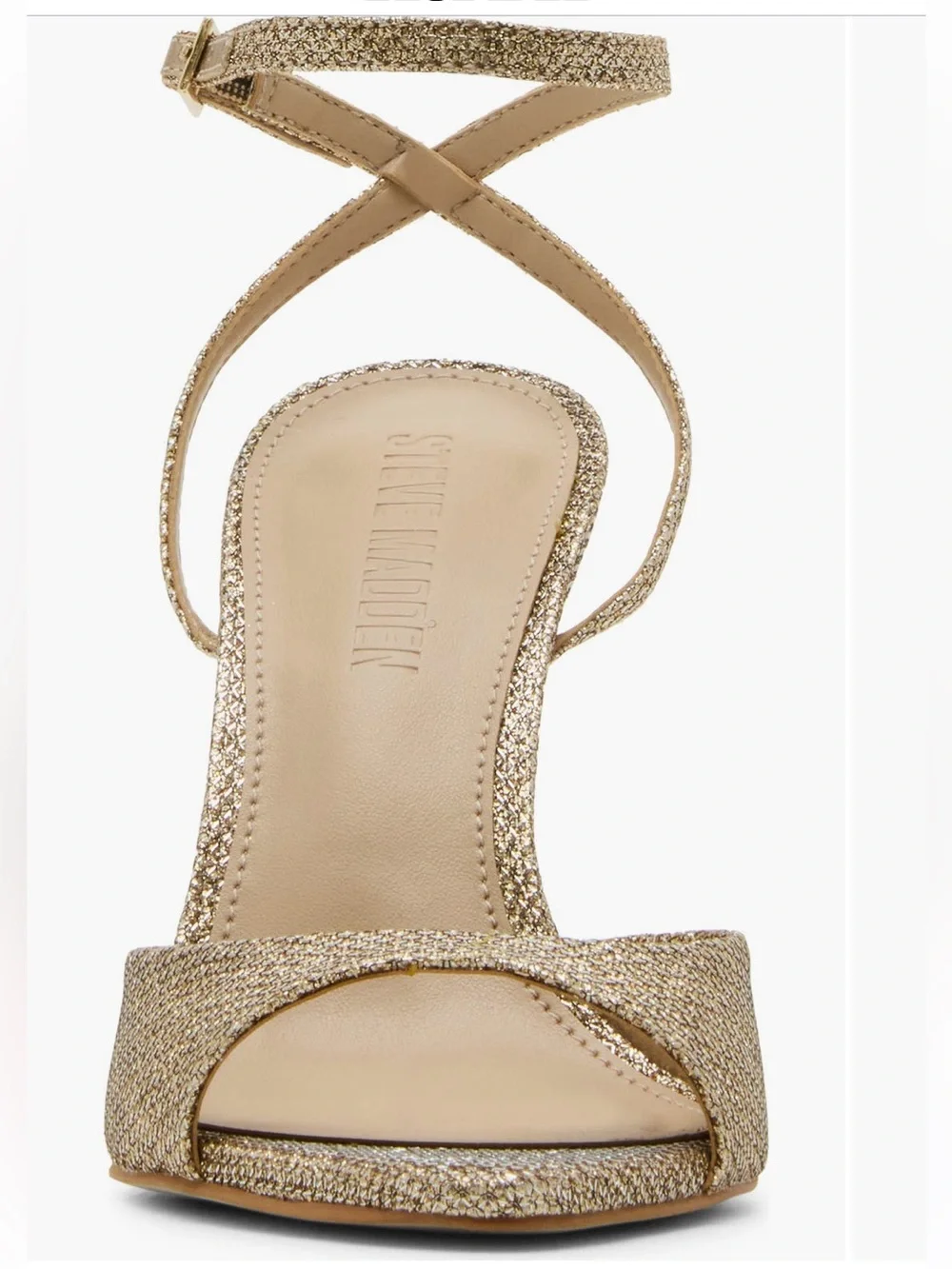 Steve Madden 4.5” Pointy Toe Metallic Gold Ankle-Strap High Heel Sandals NWB